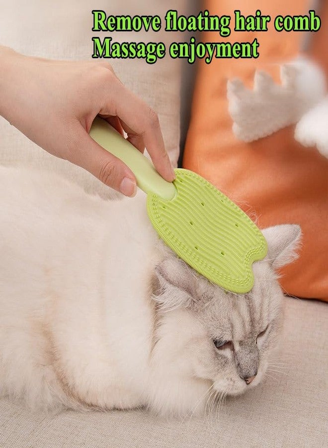 DEEUCHIS Cat Brush for Shedding Dog Brush Hair Cleaning Comb Bath Massage Tool for Shedding & Grooming, Remove Loose Hair, Cat Shape, Silicone Bristles (Green) - Image 4